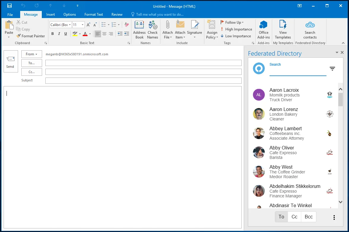 Federated Directory connecting corporate directories across organizations